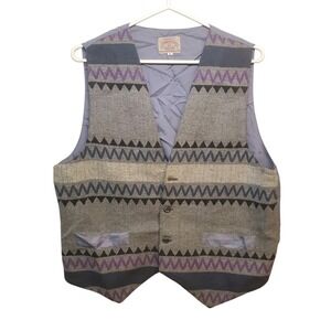 Vintage 90s Giorgio Armani Jeans Mens Wool Vest Gilet Size L Made In Italy Aztec